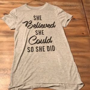 gray t-shirt with inspirational saying